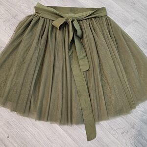 Elegant Olive Green Tulle Skirt